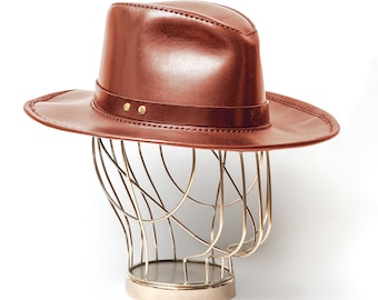 Handmade Leather Cowboy Hat for Men - Western Hat for Men - Leather Western Cowboy Hat - Shapeable Cowboy Hat - Leather Hat
