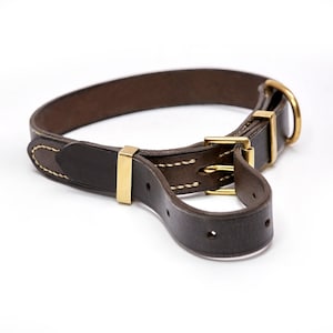 Personalized Leather Dog Collar with Brass Nametag, Custom Leather Dog Collar, Handmade Leather Dog Collar, Durable Thick Leather Dog Collar