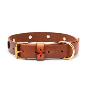 Personalized Leather Dog Collar with Brass Nametag, Custom Leather Dog Collar, Handmade Leather Dog Collar, Durable Thick Leather Dog Collar