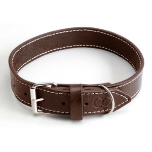 Personalized Leather Dog Collar with Brass Nametag, Custom Leather Dog Collar, Handmade Leather Dog Collar, Durable Thick Leather Dog Collar