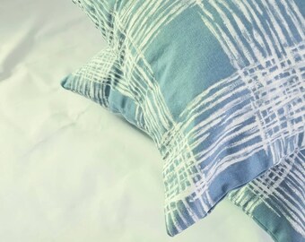 Blue and White Plaid Pillow Cover - Farmhouse Throw Pillowcase - Blue Pillowcase