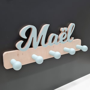 Children&#39;s wooden coat rack with name | For your child | For jackets and backpacks | Name rail | Wooden coat rack | Hook rail | Personalized