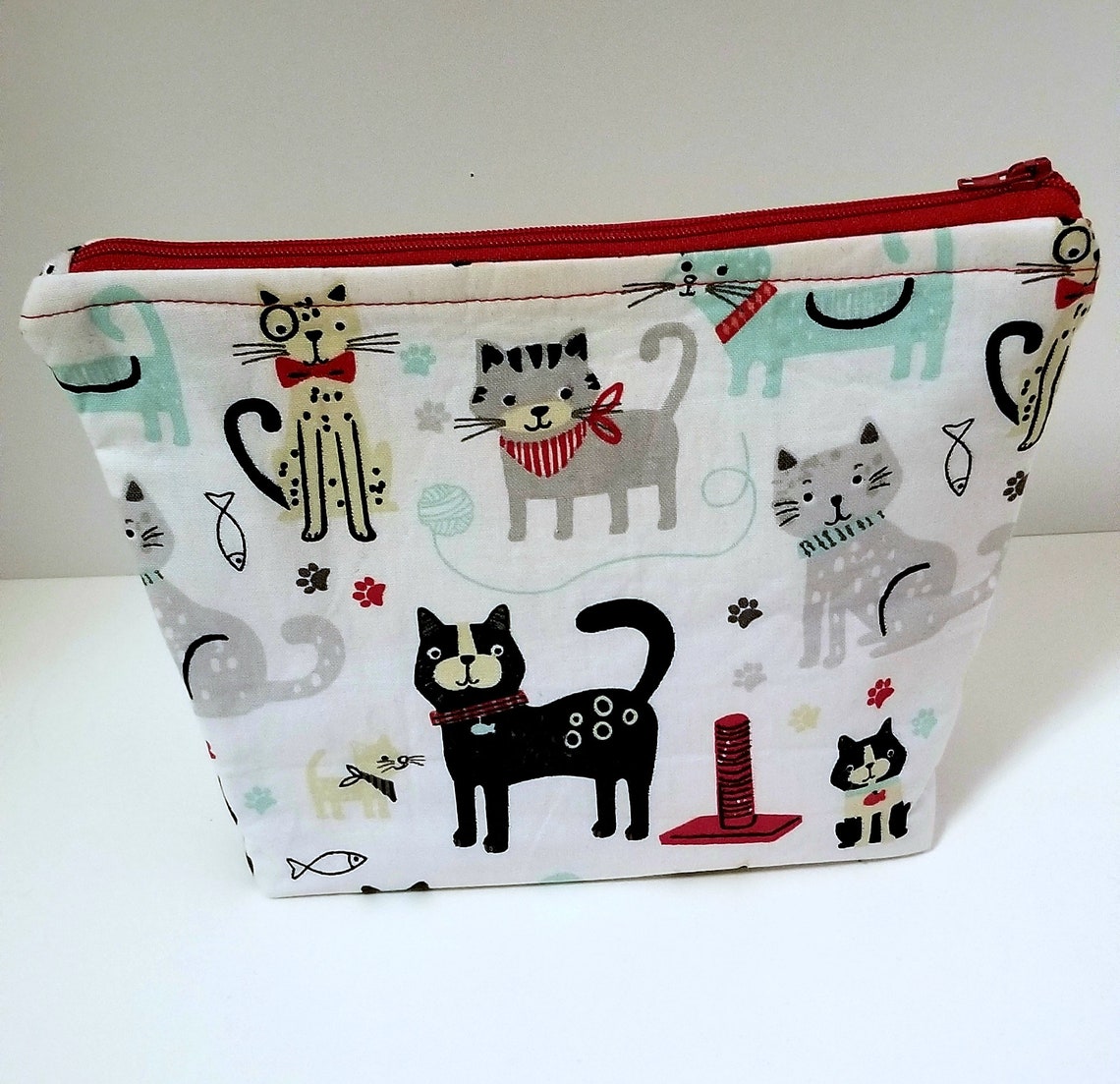 Cat Print Makeup Pouches Set of 2 Zipper Pouches travel Pouches