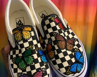 butterfly checkerboard vans