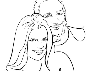 Valentine's Day Gift for Him or Her - Custom LINE ART portrait commission