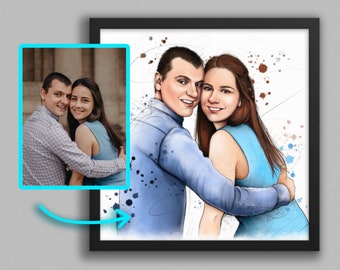 Custom Valentine's COUPLE Portrait | Anniversary Gift | Boyfriend Gift | Girlfriend Gift | Engagement Portrait | Husband Gift | Wedding Gift