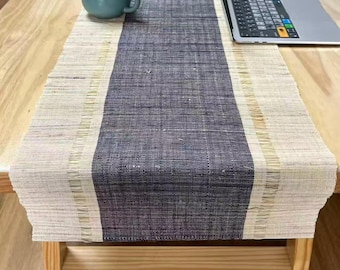 Rustic Linen Table Runner, Farmhouse Dining Table Decor, Natural Woven Jute Flax Runner, Handmade Boho Wedding Table Linen