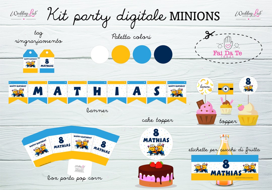 DIGITAL Party KIT MINIONS Birthday DIY Printable Digital Custom Pop ...
