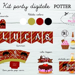 DIGITAL Party KIT POTTER - compleanno - fai da te - stampabile - digitale - personalizzato - Pop Corn box, Tags, Bottle Labels, Banner