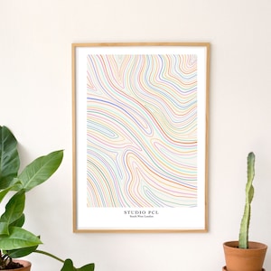 Abstract Line Print / Abstract Rainbow Print / Line Art / Pastel Print / Rainbow Print / Minimalist Art Print image 2