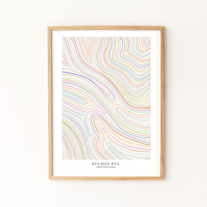 Abstract Line Print / Abstract Rainbow Print / Line Art / Pastel Print / Rainbow Print / Minimalist Art Print image 1