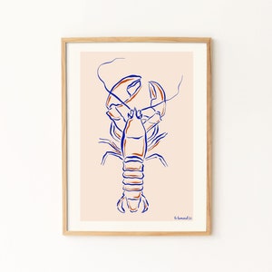 Lobster Print / Abstract Lobster Art Print / Minimalist Print / French Print / Line Art Print