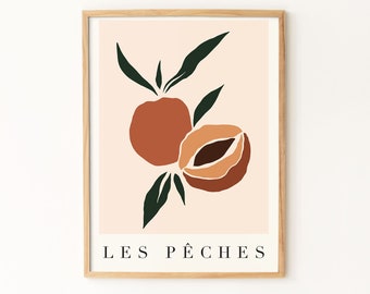 Les Peches Art Print / Peaches Print / Fruit Print / Still Life Print / French Print