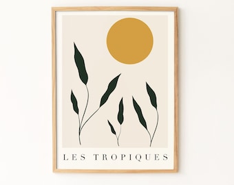 Les Tropiques Art Print / Abstract Leaf Print / Matisse Style / Sun Print / Summer Print / Tropical Print / Jungle Print