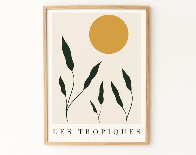 Les Tropiques Art Print / Abstract Leaf Print / Matisse Style / Sun Print / Summer Print / Tropical Print / Jungle Print