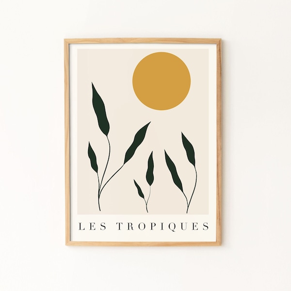 Les Tropiques Art Print / Abstract Leaf Print / Matisse Style / Sun Print / Summer Print / Tropical Print / Jungle Print