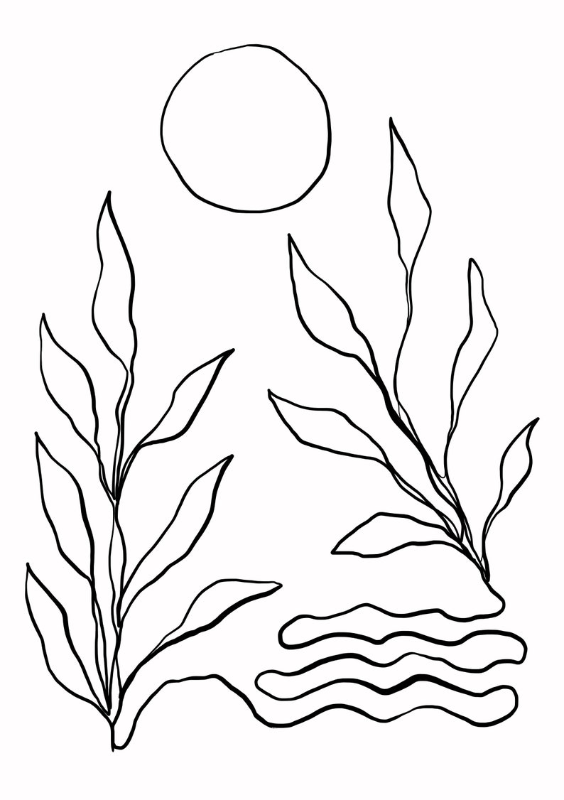 Minimalist Sun Print / Line Art Print / Abstract Line Print / Etsy