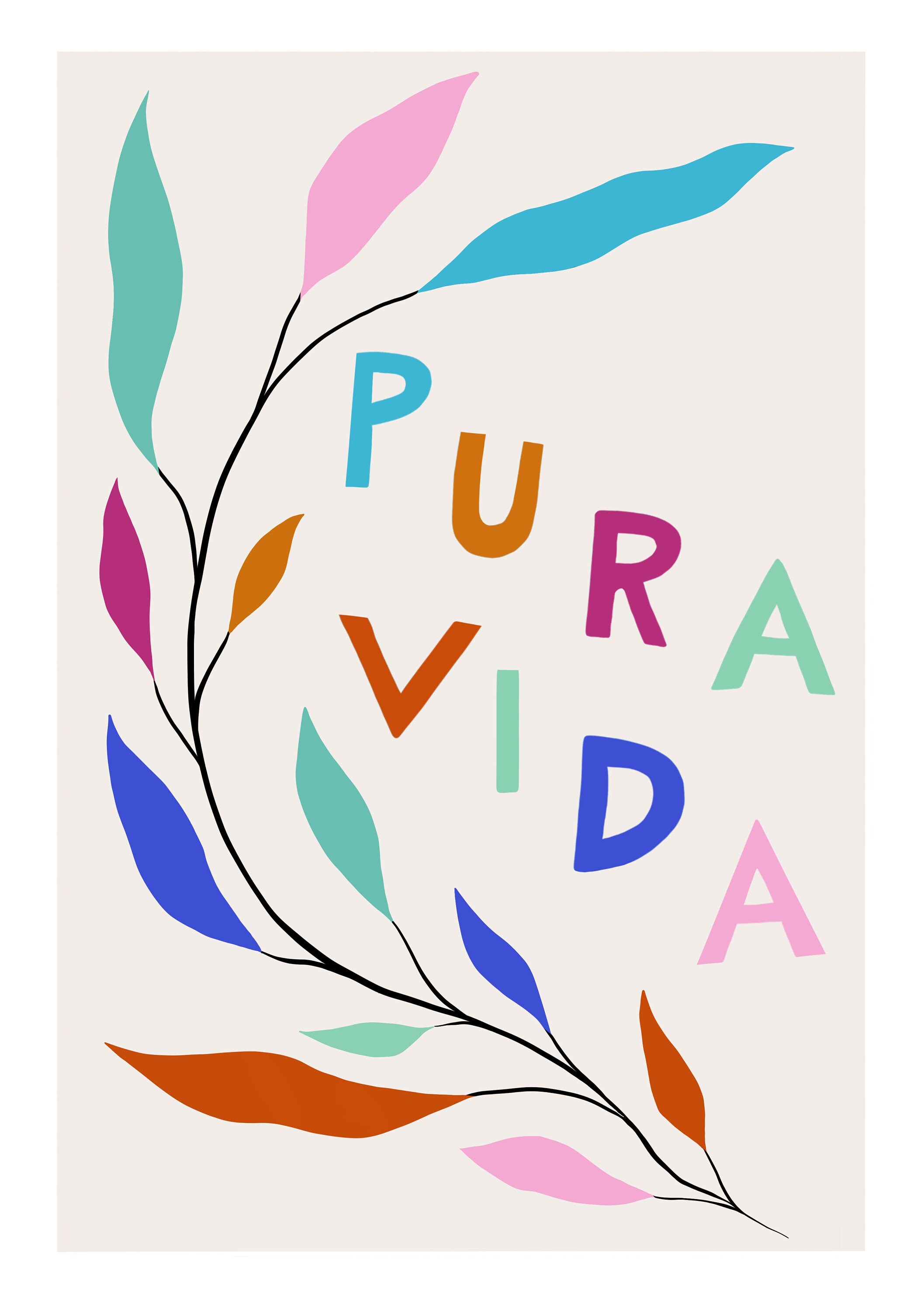 Pura Vida Print / Costa Rica Print / Travel Print / Pastel Etsy UK