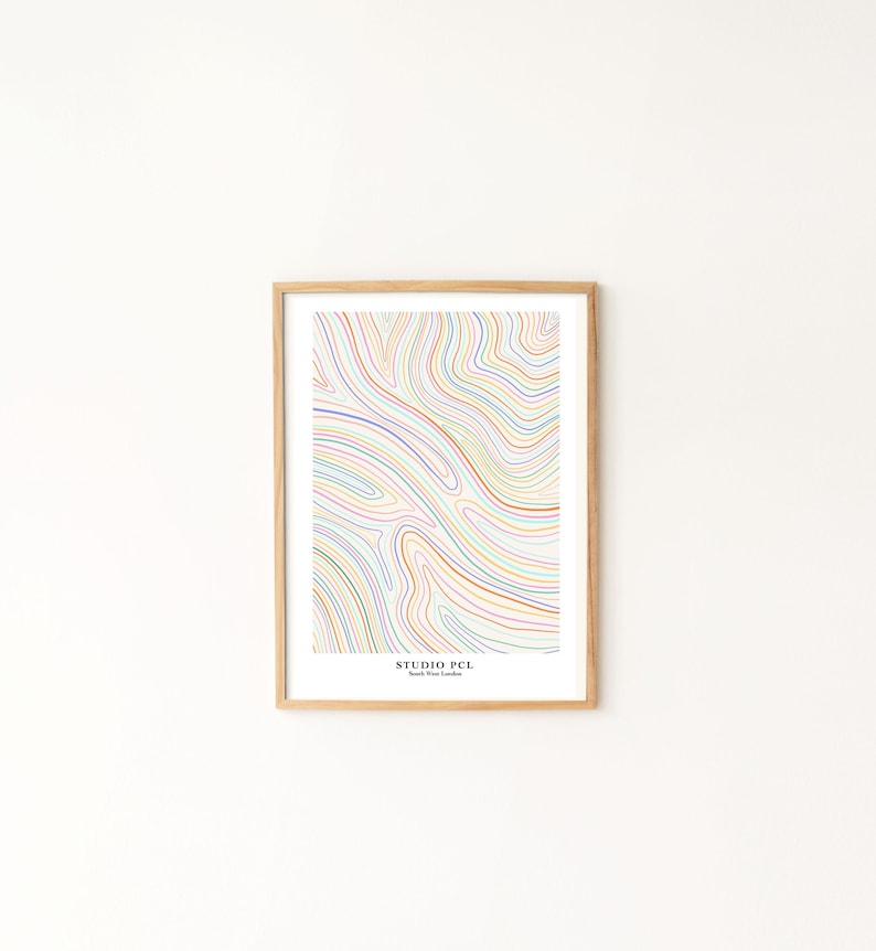 Abstract Line Print / Abstract Rainbow Print / Line Art / Pastel Print / Rainbow Print / Minimalist Art Print image 1