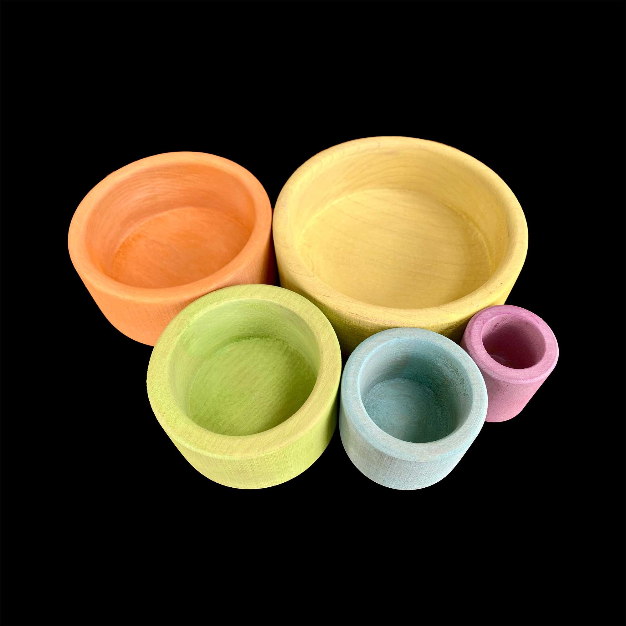 Stacking Nesting Bowls Set Wood Cups Montessori Waldorf Pastel Etsy