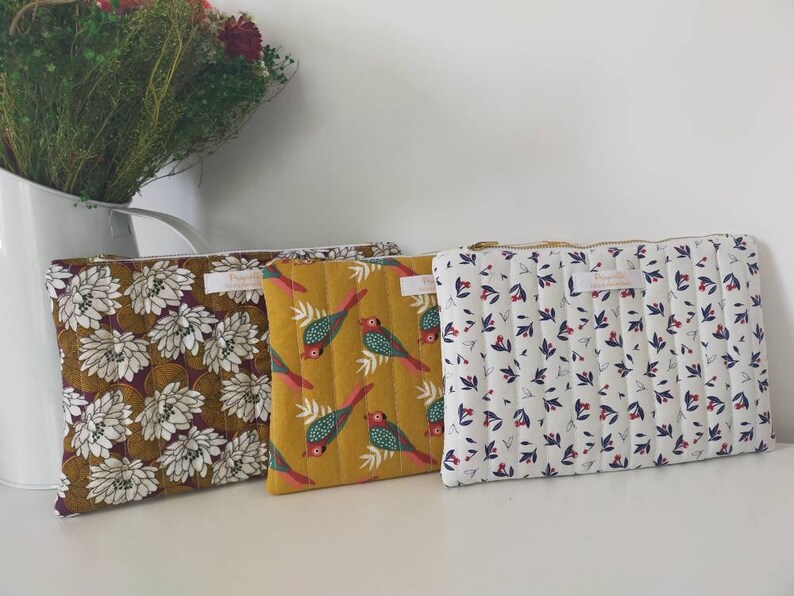 gold zipper cotton Quilted kit pouch