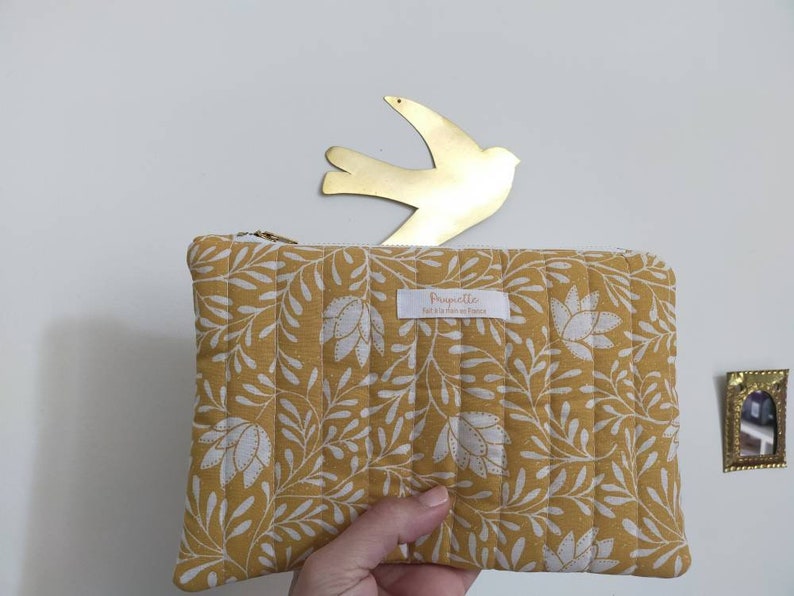 gold zipper cotton Quilted kit pouch