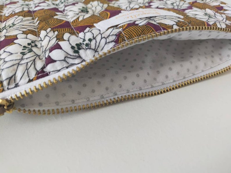 gold zipper cotton Quilted kit pouch