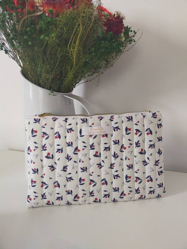 gold zipper cotton Quilted kit pouch