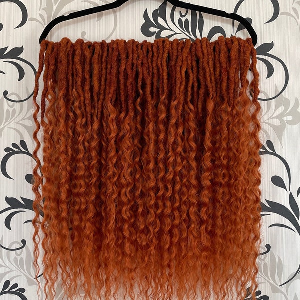 Amber red doubled ended curly dreadlocs Synthetic curly extensions