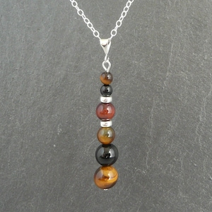 Tiger&#39;s Eye, Onyx & Sterling Silver Pendant