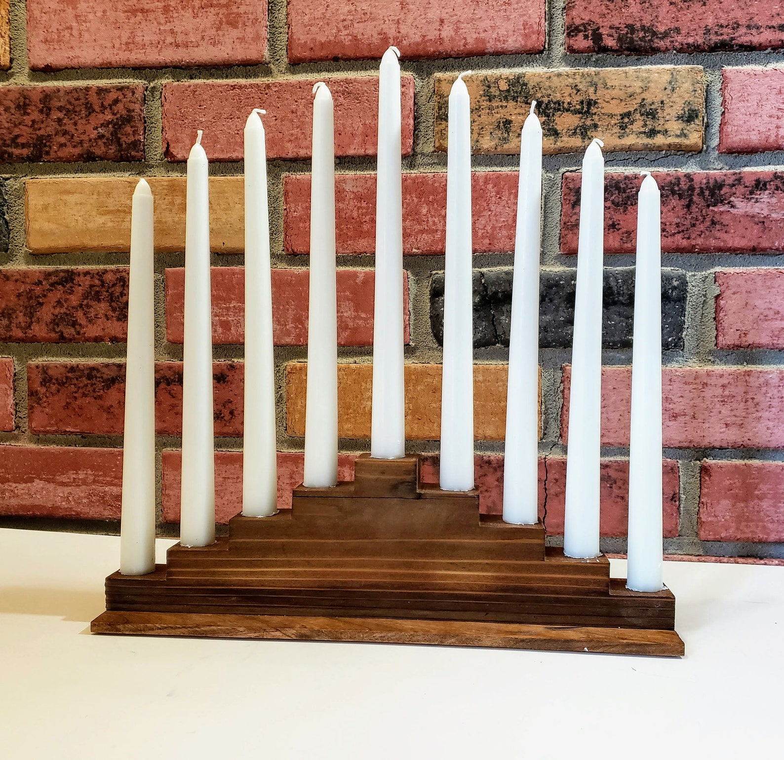 Wooden Menorah Candle Holder Etsy