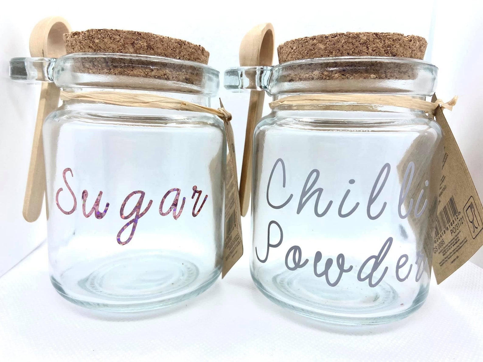 Personalised jar with wooden spoon. Etsy