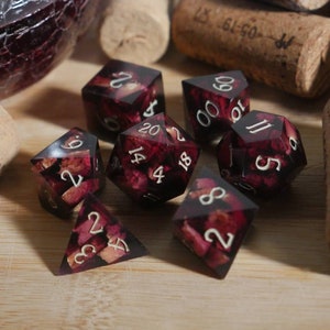 RED WINE Dice Real Cork Handmade Resin Set Made in Italy with Box for DnD, Dungeons and Dragons, Pathfinder Fast Delivery at Checkout image 1