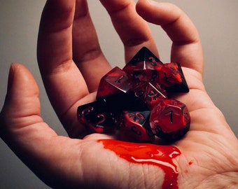 BLOOD RAGE Dice | Handmade Resin Set for RPG, Dungeons and Dragons, Curse Of Strahd, Vampire Masquerade | Fast Shipping Option at Checkout