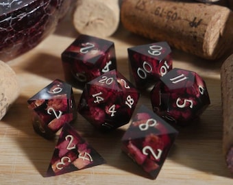 RED WINE Dice Set: Handmade Resin Dice for Dungeons and Dragons - Made in Italy