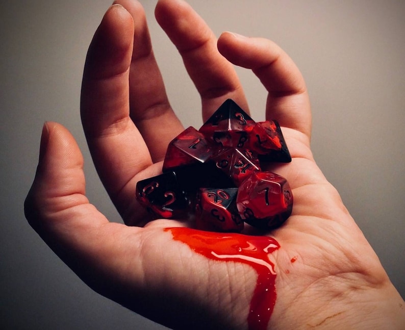 BLOOD RAGE Dice | Handmade Resin Set for RPG, Dungeons and Dragons, Curse Of Strahd, Vampire Masquerade | Fast Shipping Option at Checkout afbeelding 1