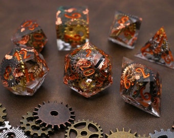 STEAMPUNK DICE |  Clockwork Mechanism Handmade Set Made in Italy for Tabletop Gamer, Dungeons and Dragons | Fast Shipping Option at Checkout