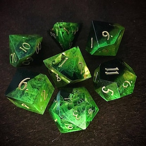 ELDRITCH POISON Dice | Handmade Resin 7 Dice Set with Box for Call Of Cthulhu, Alien, DnD, Dungeons and Dragons | Fast Shipping at Checkout