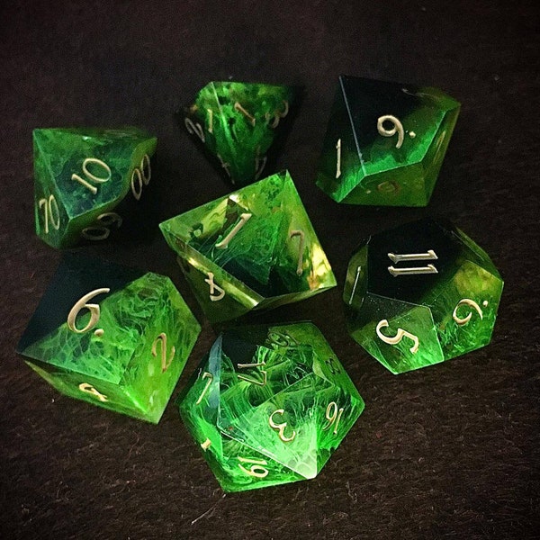 ELDRITCH POISON Dice | Handmade Resin 7 Dice Set with Box for Call Of Cthulhu, DnD, Dungeons and Dragons | Fast Delivery Options at Checkout