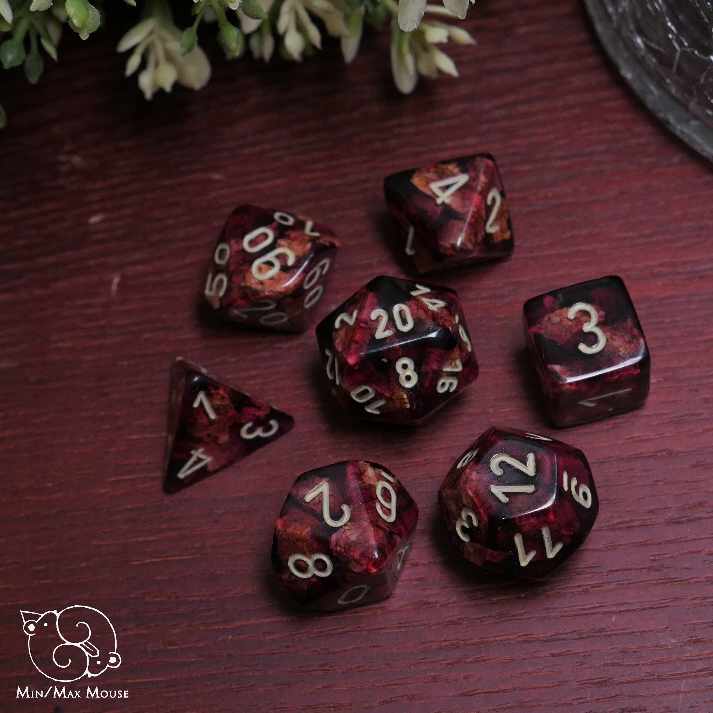 RED WINE Dice Handmade Resin Cork 7 Dice Set with Box for Etsy