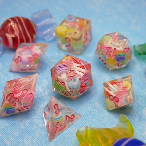 LOLLIPOP DICE |  Candy Resin Handmade Set Made in Italy for Tabletop Gamer, RPG, DnD, Dungeons and Dragons |Fast Shipping Option at Checkout