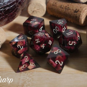 RED WINE Dice Real Cork Handmade Resin Set Made in Italy with Box for DnD, Dungeons and Dragons, Pathfinder Fast Delivery at Checkout image 3