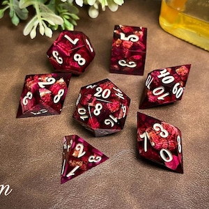 RED WINE Dice Real Cork Handmade Resin Set Made in Italy with Box for DnD, Dungeons and Dragons, Pathfinder Fast Delivery at Checkout image 4