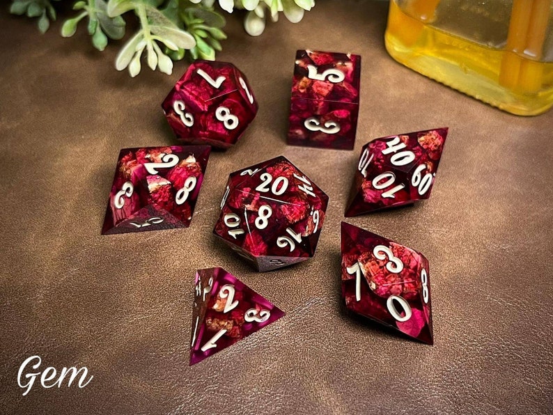 RED WINE Dice Real Cork Handmade Resin Set Made in Italy with Box for DnD, Dungeons and Dragons, Pathfinder Fast Delivery at Checkout image 4