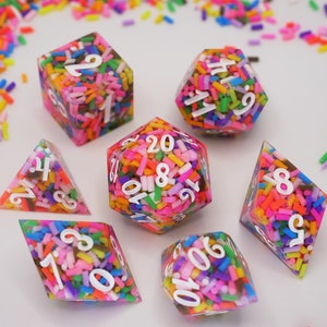 CUPCAKE DICE | Sprinkles Candy Handmade Resin Set Made In Italy for Tabletop Gamer, Dungeons and Dragons | Fast Shipping Option at Checkout