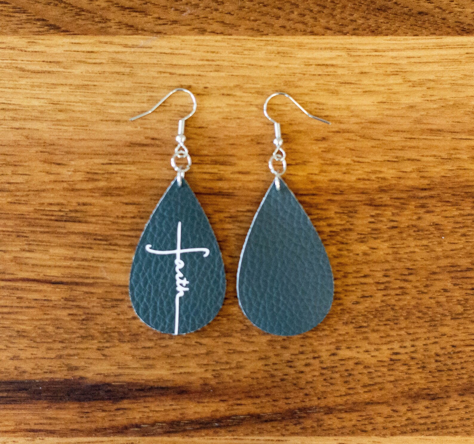 Faith Faux Leather Teardrop Earrings Etsy
