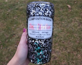 Composition Notebook Glitter Tumbler