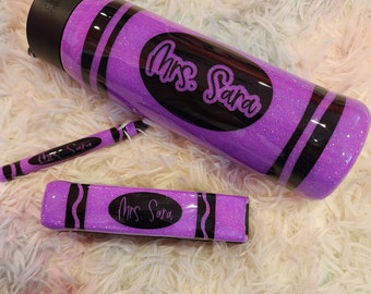 Bubble Script Glitter Crayon Style Teacher Set