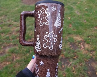 Sparkly Gingerbread and Tree Tumbler