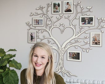 Stammbaum-Fotocollage, personalisierter Stammbaum des Lebens, Geschenk zum 40-jährigen Jubiläum für Eltern, hölzerne Wandkunst für Wohnzimmer, Schlafzimmer